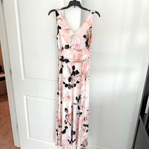 Calvin Klein Sleeveless Floral Maxi Dress Pink Dress V-Neck Size 4 - Picture 1 of 10